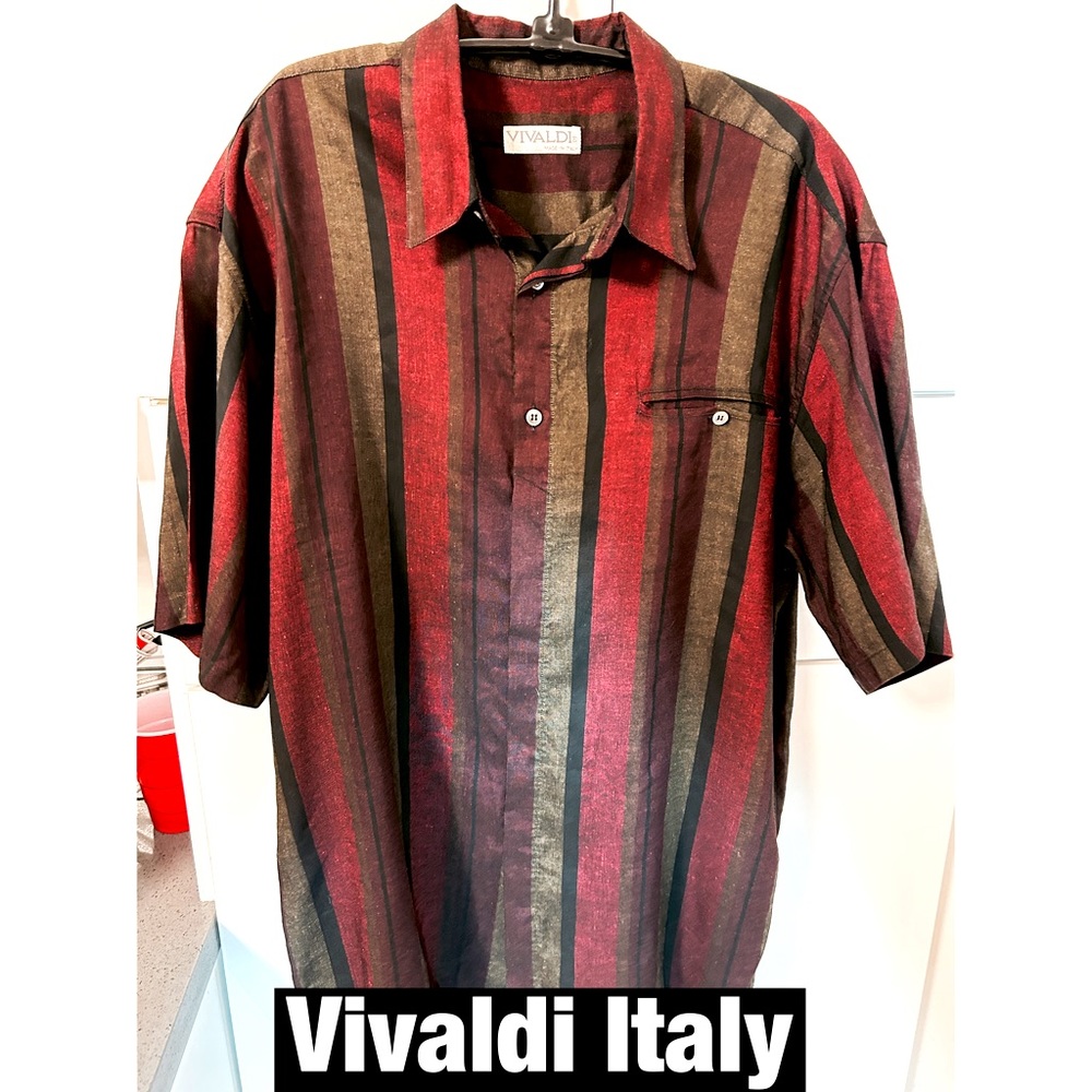 Vivaldi, Italy striped button down linen‎ blend Shirt